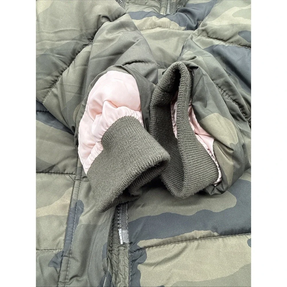 Abercrombie Kids Girls Camo Parka Jacket Faux Fur Lining Hood Size 9/10 Medium